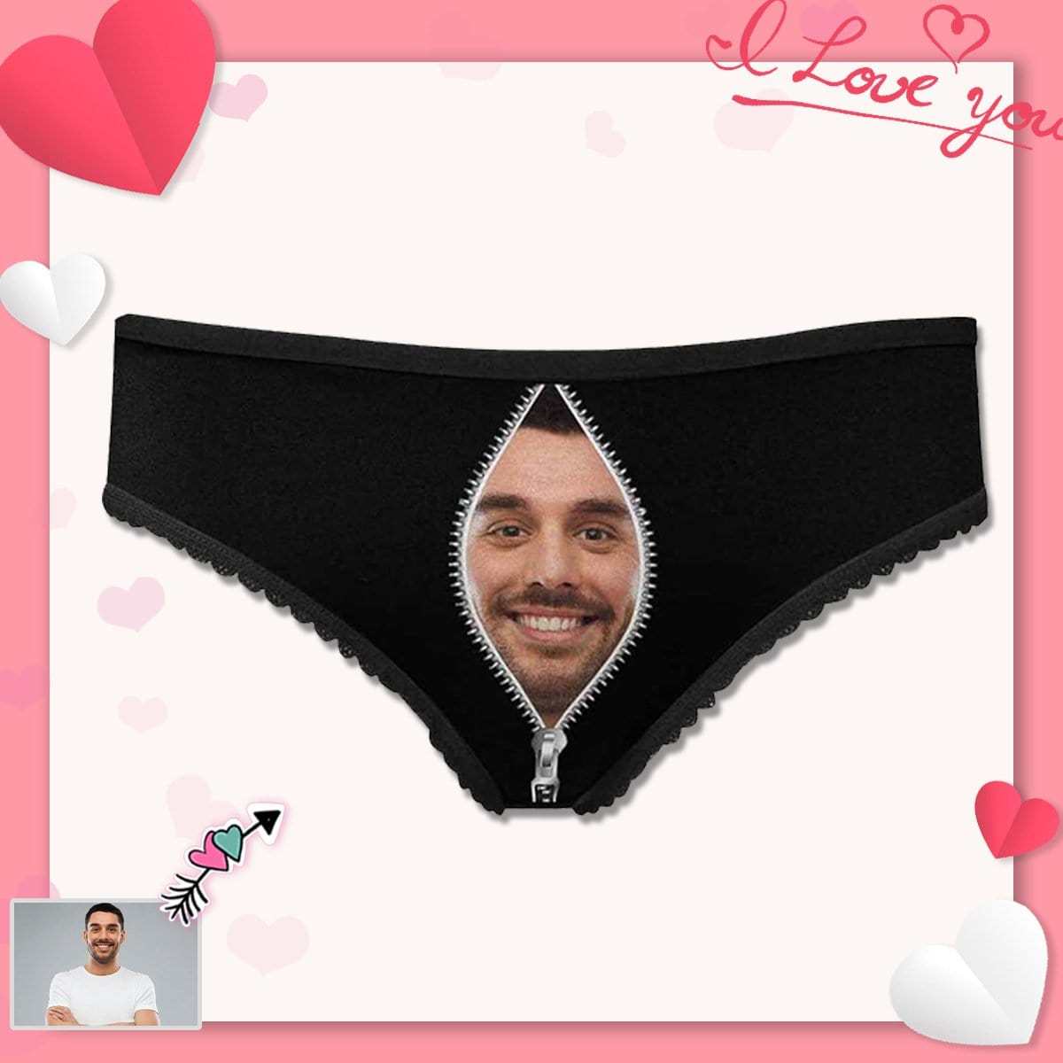 FacePajamas Women Underwear XS Custom Face Women's Underwear for Ladies Personalized Photo Panties Women's High-Cut Briefs For Valentine's Day Gift
