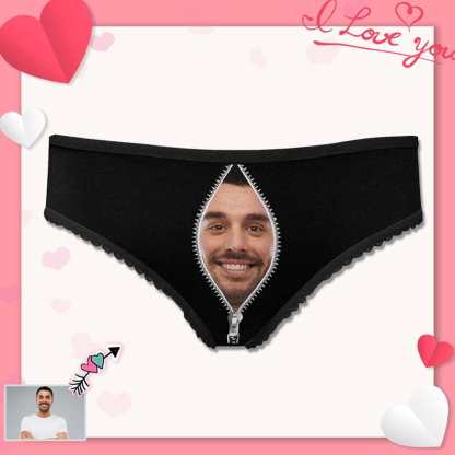 FacePajamas Women Underwear XS Custom Face Women's Underwear for Ladies Personalized Photo Panties Women's High-Cut Briefs For Valentine's Day Gift