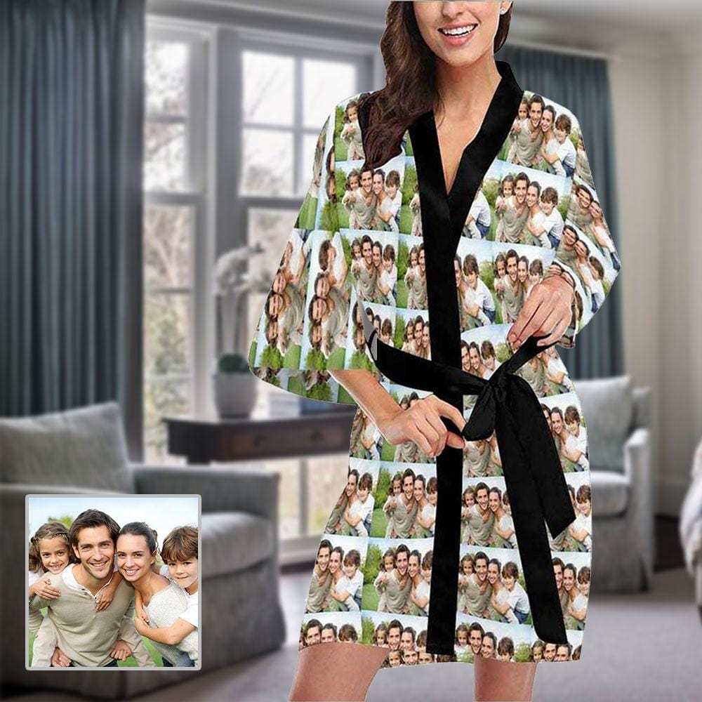 FacePajamas Pajama XS Custom Family Photo Women's Short Pajamas Personalized Photo Pajamas Kimono Robe