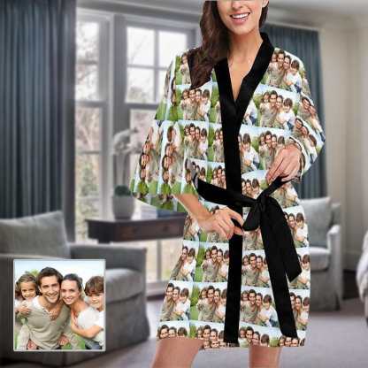 FacePajamas Pajama XS Custom Family Photo Women's Short Pajamas Personalized Photo Pajamas Kimono Robe