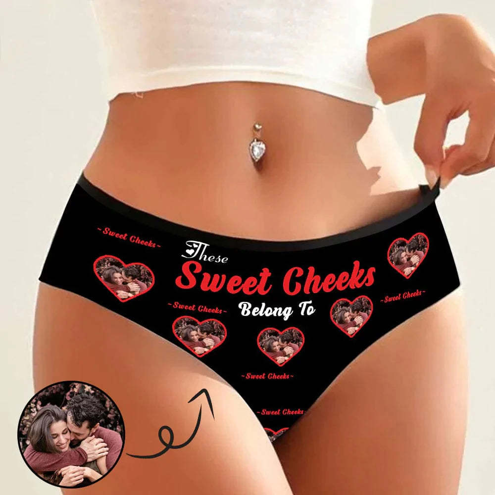 FacePajamas Women Underwear XS Custom Men's Face Underwear Personalized Sweet Cheeks Women's High-cut Briefs Valentine's Gift for Girlfriend or Wife