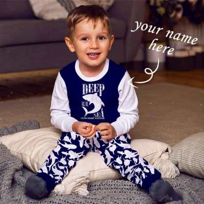 FacePajamas pajama XS Custom Name Dolphin Boys Pajamas Kids Sleepwear Girls Pjs Personalized Kids Long Sleeve Pajamas Set
