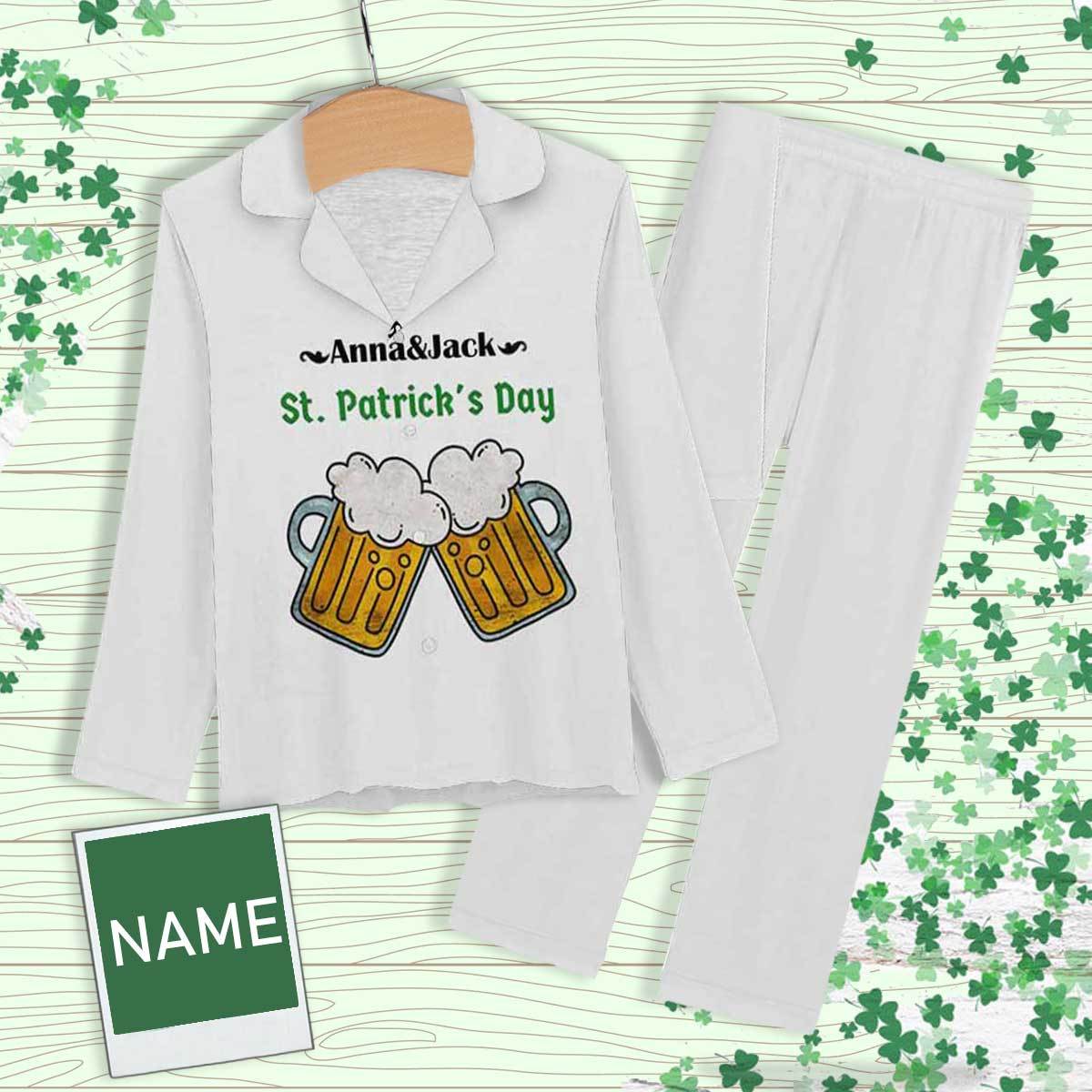 FacePajamas Pajama XS Custom Name Pajamas Beer Cheers Sleepwear Personalized Women's Slumber Party Long Pajama Set