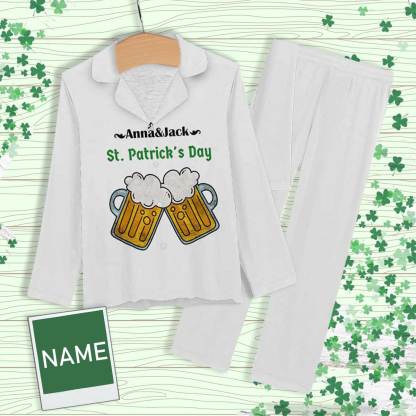 FacePajamas Pajama XS Custom Name Pajamas Beer Cheers Sleepwear Personalized Women's Slumber Party Long Pajama Set