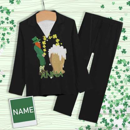 FacePajamas Pajama XS Custom Name Pajamas Beer Man Sleepwear Personalized Women's Slumber Party Long Pajama Set