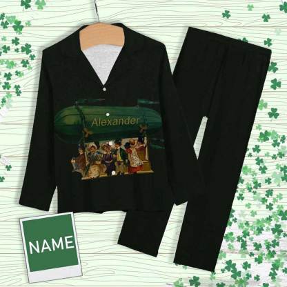 FacePajamas Pajama XS Custom Name Pajamas Festive Hot Air Balloon Sleepwear Personalized Women's Long Pajama Set