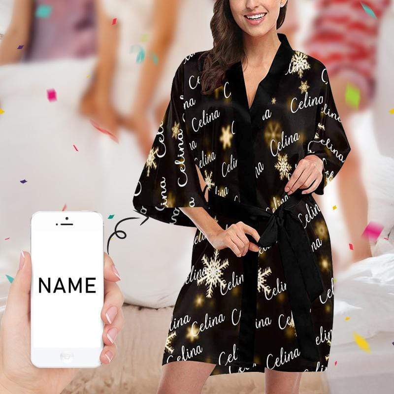 FacePajamas Pajama XS Custom Name Star Women's Summer Short Pajamas Personalized Pajamas Kimono Robe