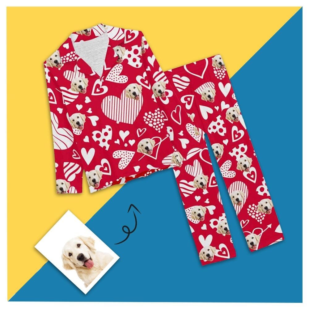FacePajamas Pajama XS Custom Pet Dog Face Love You Forever Nightwear Personalized Women's Slumber Party Long Pajama Set
