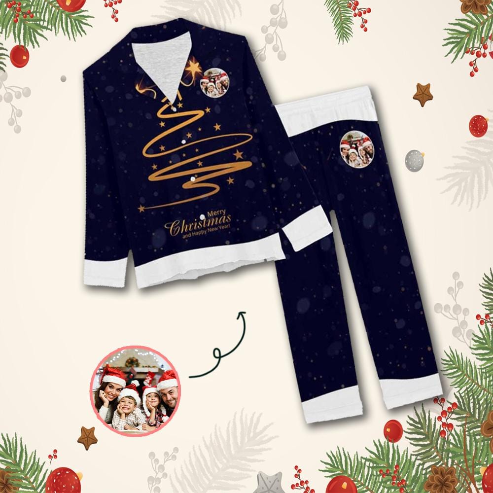 FacePajamas Pajama XS Custom Photo Pajamas Happy Christmas Sleepwear Personalized Women's Slumber Party Long Pajama Set