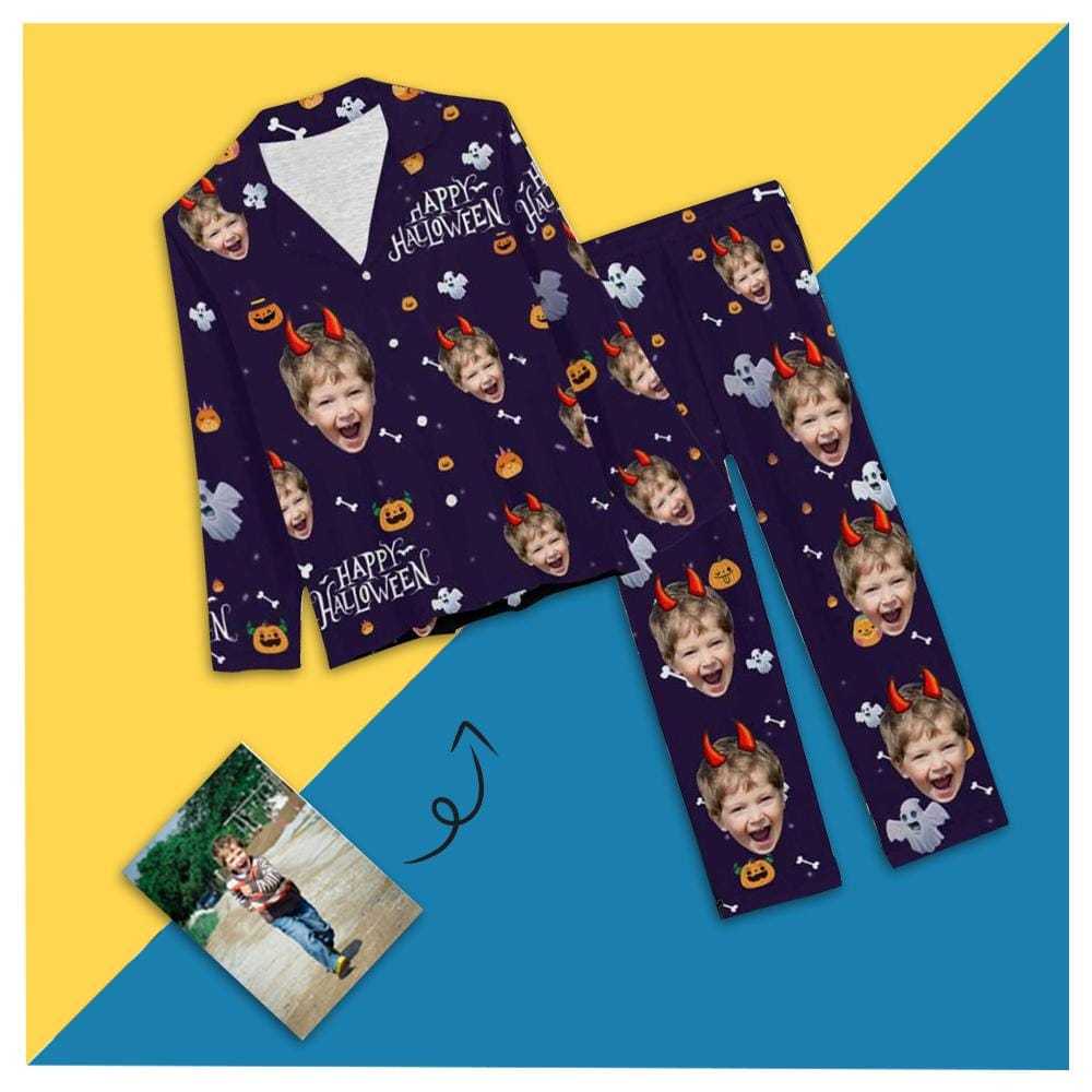 FacePajamas Pajama XS Custom Son Face Pajamas Purple Halloween Sleepwear Personalized Women's Slumber Party Long Pajama Set