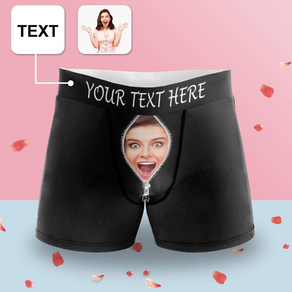 FacePajamas Men Underwear XS Custom Waistband Boxer Briefs Love You Story Personalized Face&Text Design Funny Underwear for Men