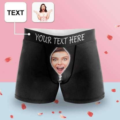 FacePajamas Men Underwear XS Custom Waistband Boxer Briefs Love You Story Personalized Face&Text Design Funny Underwear for Men