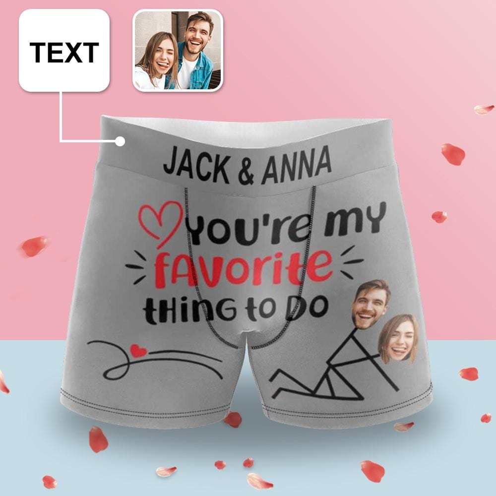 FacePajamas Men Underwear XS Custom Waistband Men's Boxer Briefs My Favour Personalized Face&Text Underwear for Husband or Boyfriend