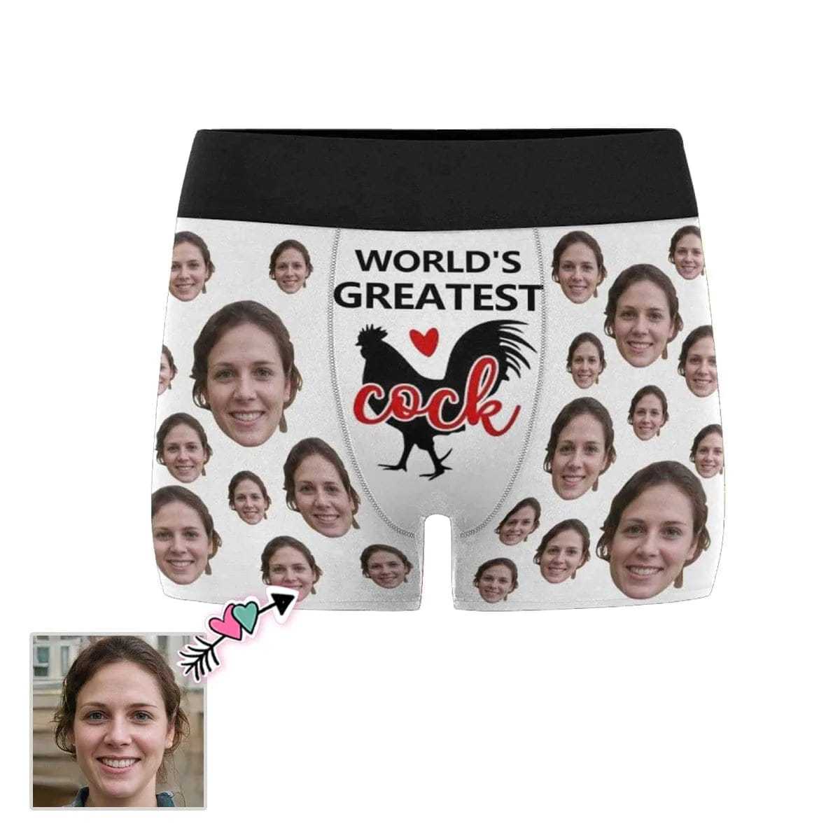 FacePajamas Underwear XS Made in USA Custom Boxers Personalized Underwear with Face World's Greatest Cock Custom Men's Boxer Briefs