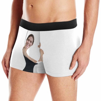 FacePajamas Underwear White / XS [Made In USA] Custom Boxer Briefs with Face Personalized Underwear Hug My Treasure for Men Valentines Day Gift For Husband Boyfriend