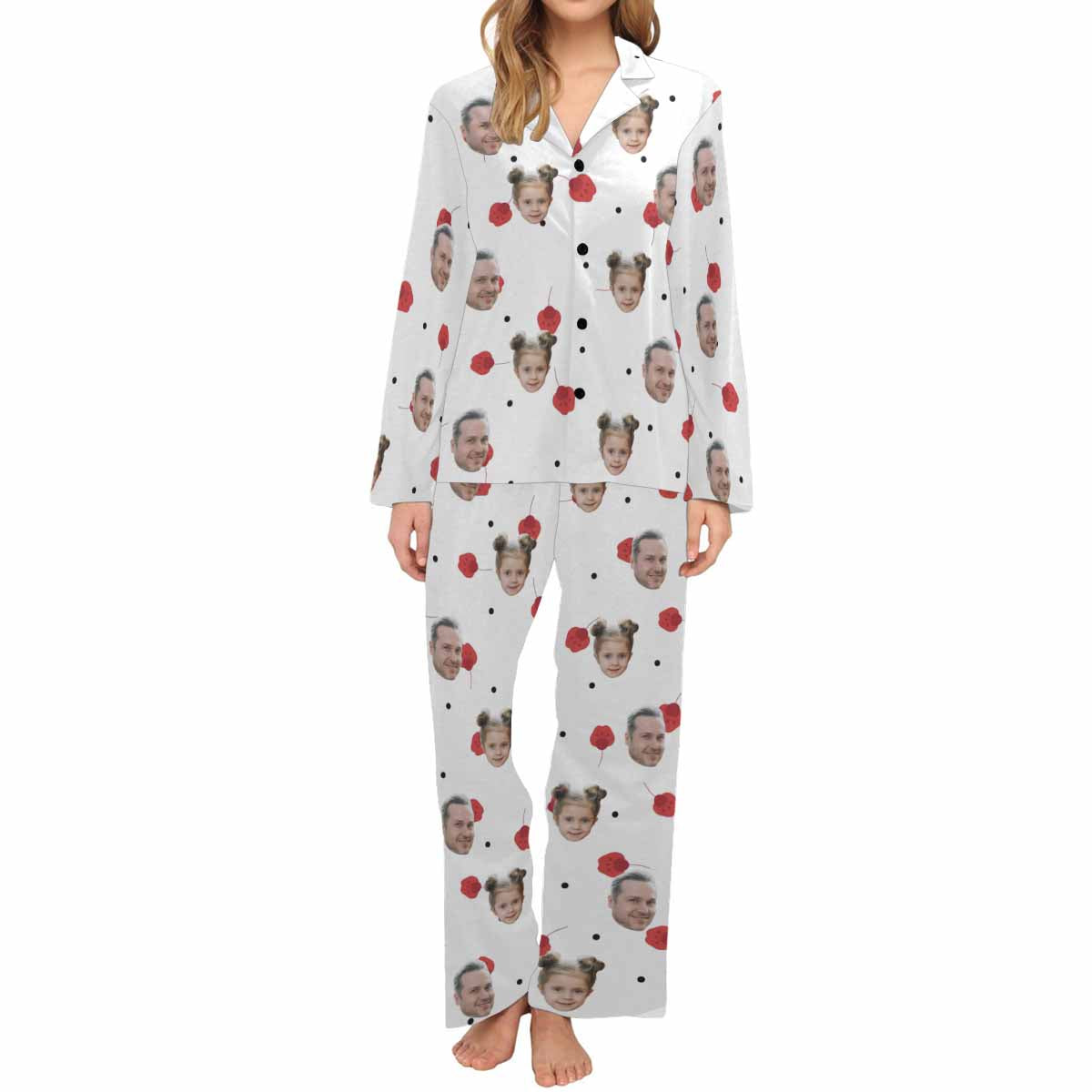 FacePajamas XS / Style 1 Custom Multi Faces Women's Long Sleeve  Pajmama Set Personalized Gift For Mother's Day