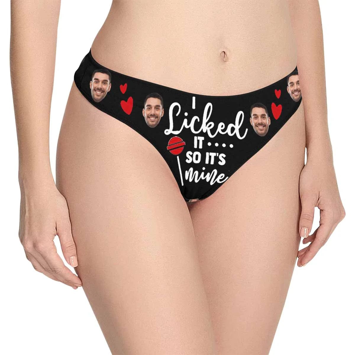 FacePajamas Mix Briefs XS / Women Custom Couple Matching Lingerie Briefs I Licked It So It's Mine Personalized Face Underwear For Couple Gifts Made for You Gift
