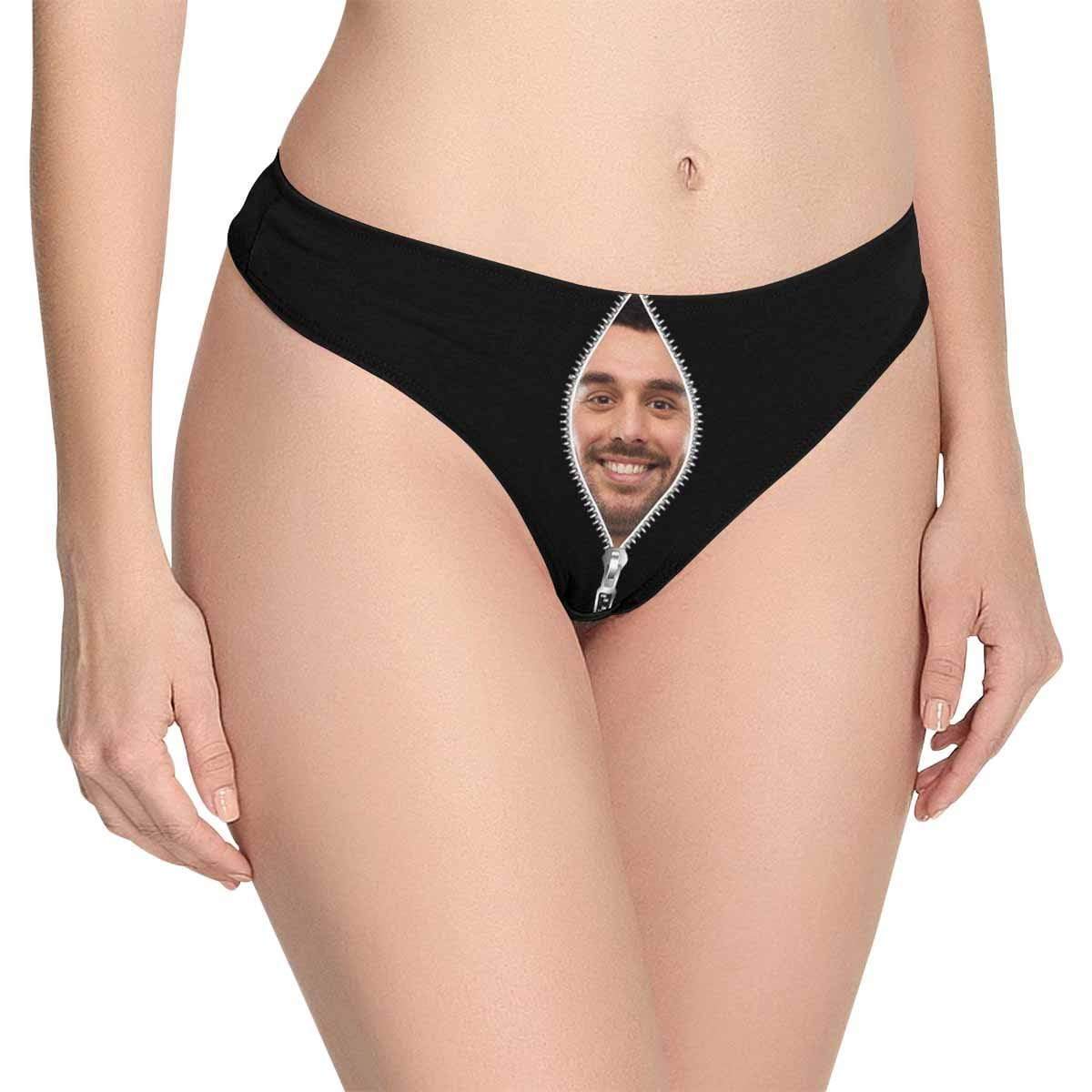 FacePajamas Mix Briefs XS / Women Custom Couple Matching Lingerie Briefs with Face Black Zip Personalized Photo Underwear For Couple Gifts