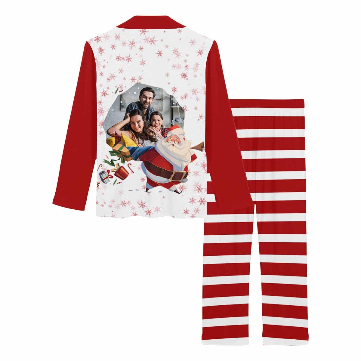 YesCustom Pajama Custom Photo Santa Claus Red Couple Matching Pajamas Personalized Photo Loungewear Set Sleepwear For Christmas