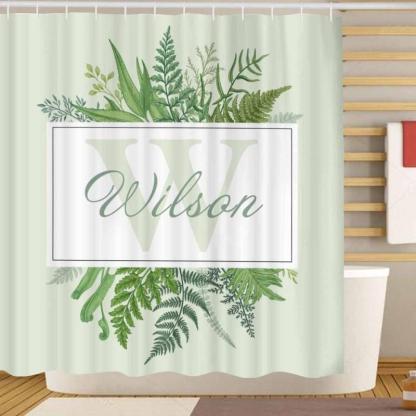 YesCustom Shower Curtain One Size Custom Name&Initials Monogram Spring Greenery Shower Curtain 72" x72"