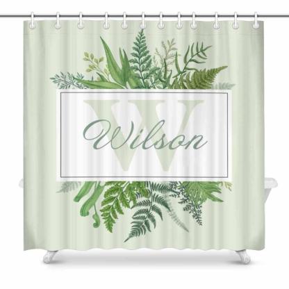 YesCustom Shower Curtain One Size Custom Name&Initials Monogram Spring Greenery Shower Curtain 72" x72"