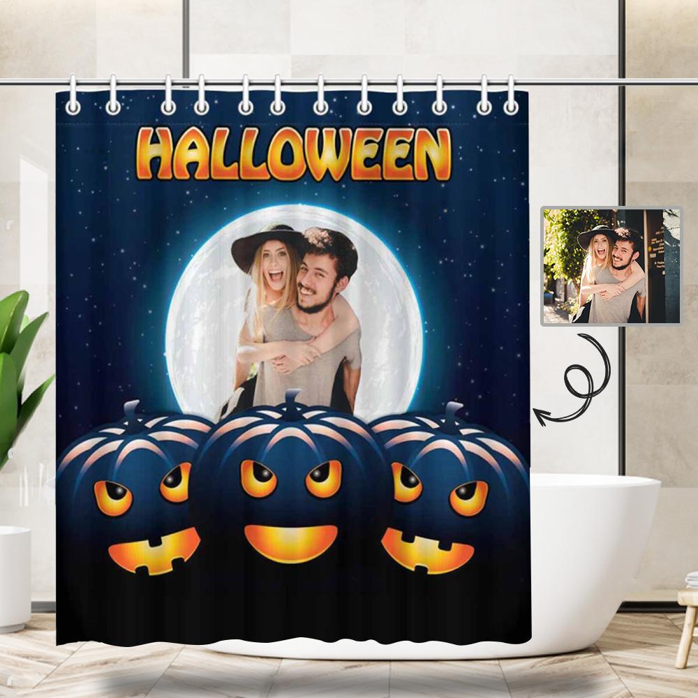 YesCustom Shower Curtain One Size Custom Photo Halloween Pumpkin Shower Curtain 66" x72"