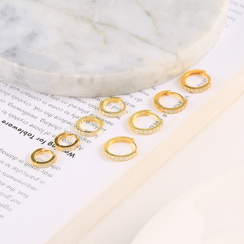 Zircon Hoop Huggie Earrings