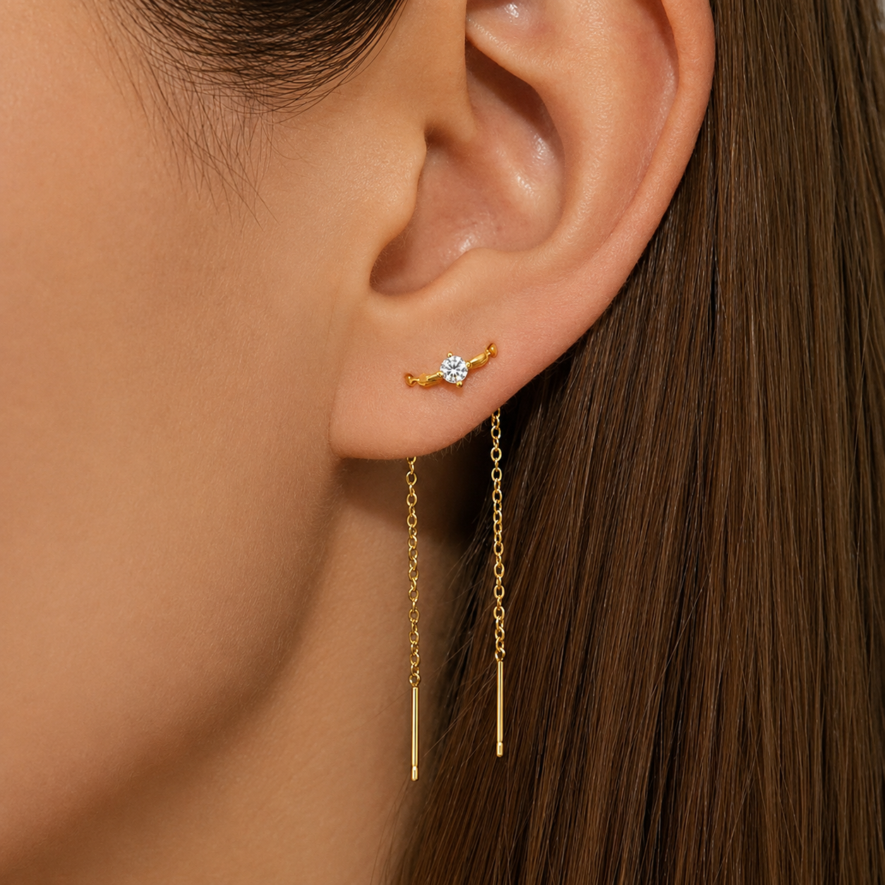 Dainty Chain Tassel Stud Earrings