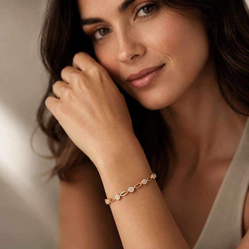 Support Breast Cancer Awareness | Celeste Diamond Link Bracelet
