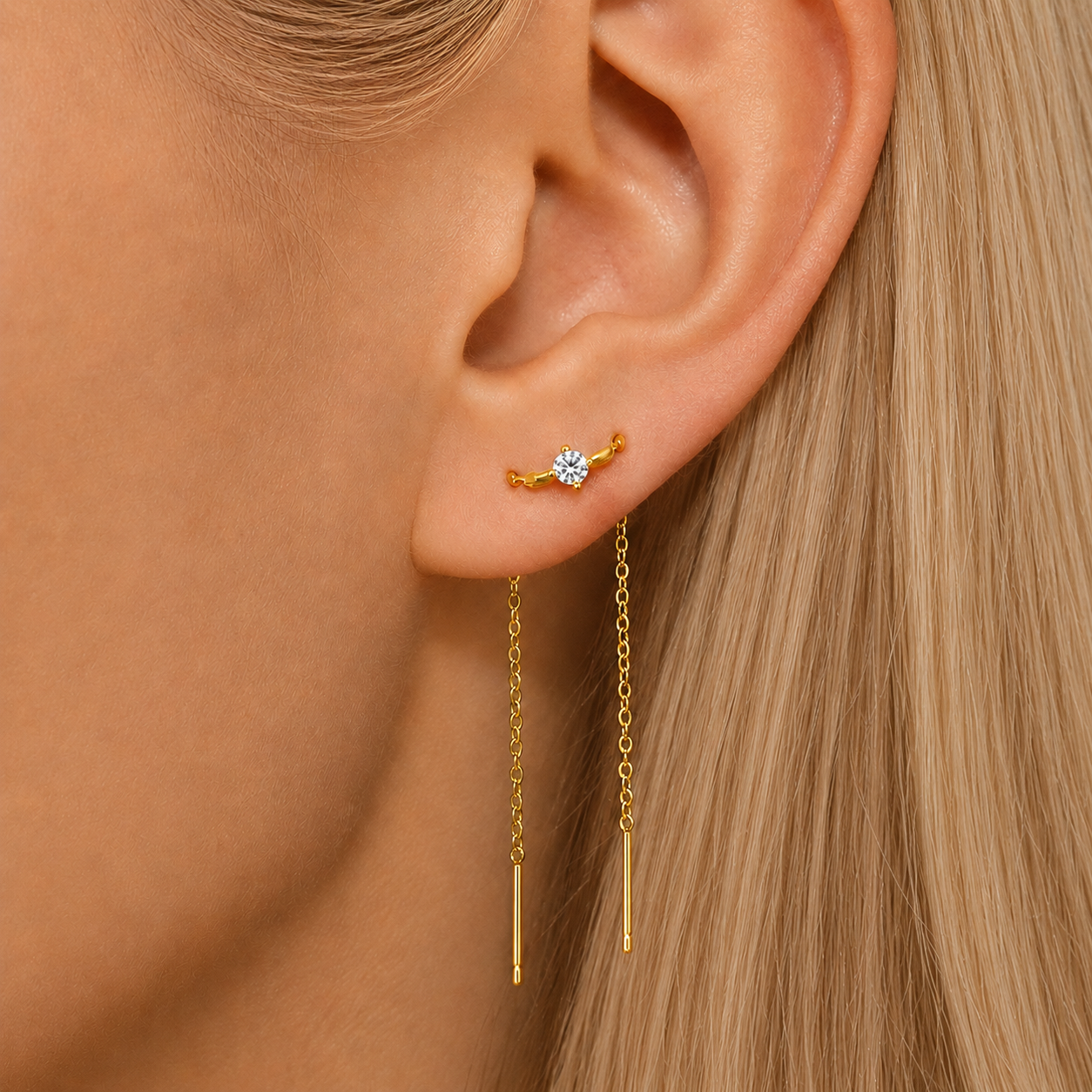 Dainty Chain Tassel Stud Earrings