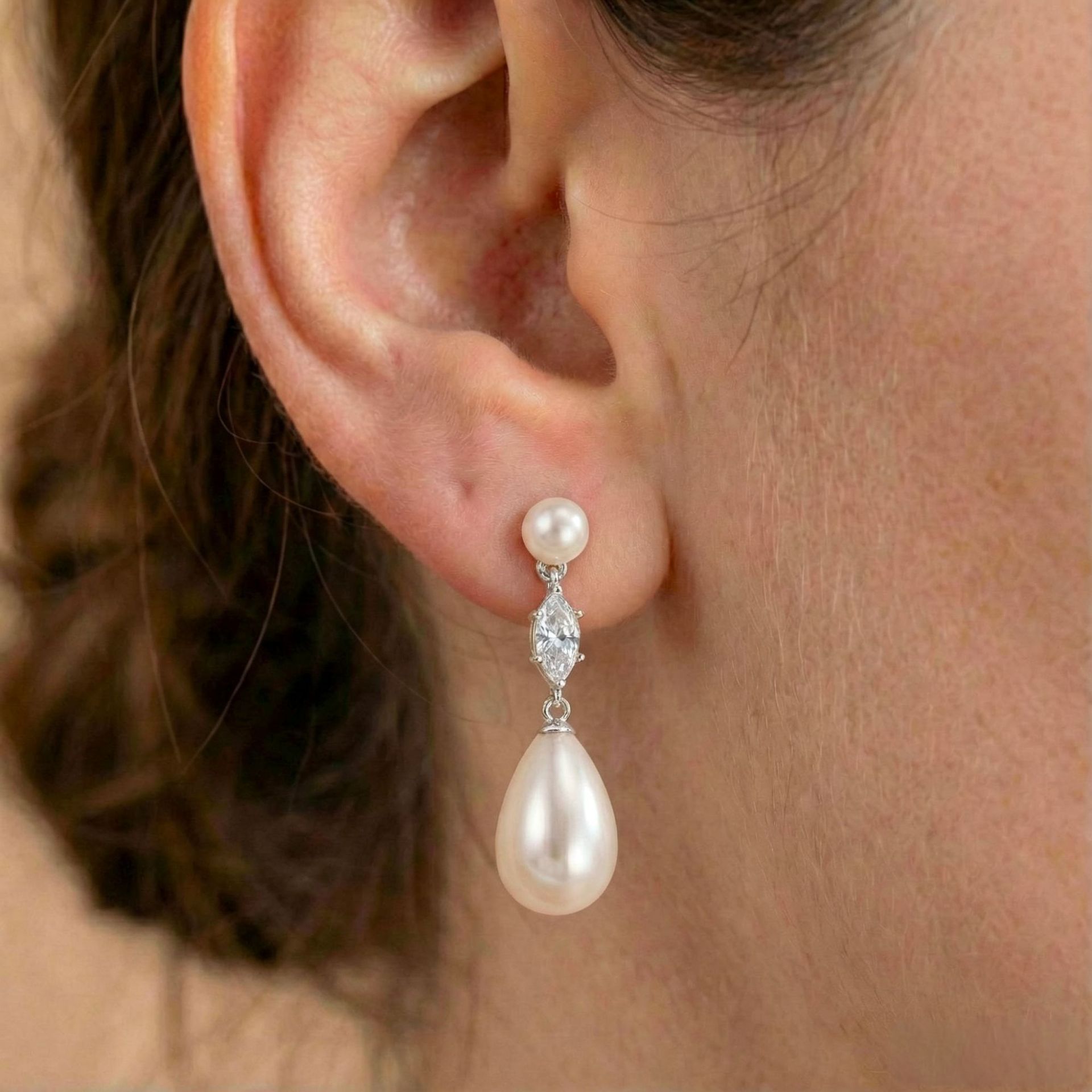 Support Breast Cancer Awareness | Serenity Pearl Teardrop Earrings