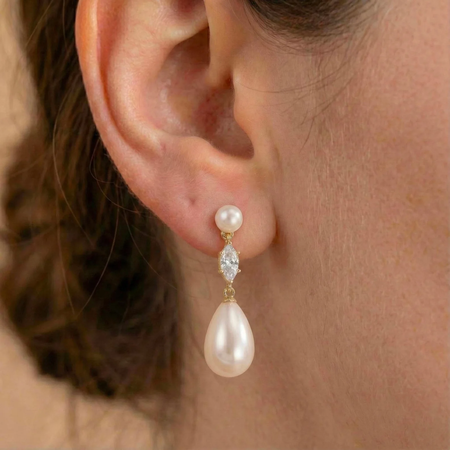 Support Breast Cancer Awareness | Serenity Pearl Teardrop Earrings