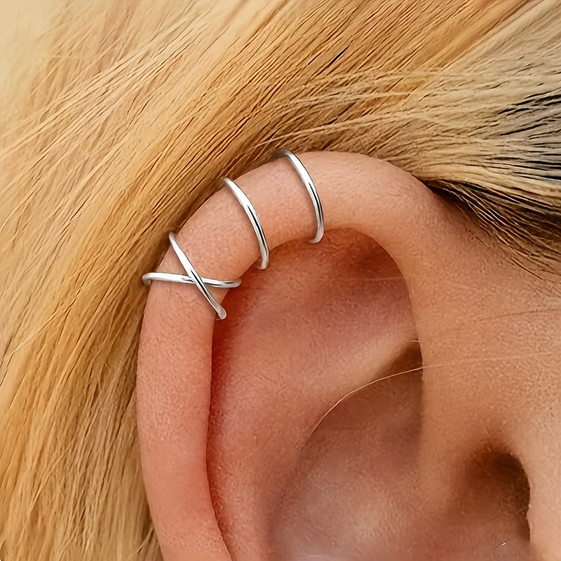 Double-Layer Cross Ear Cuff (Pair)