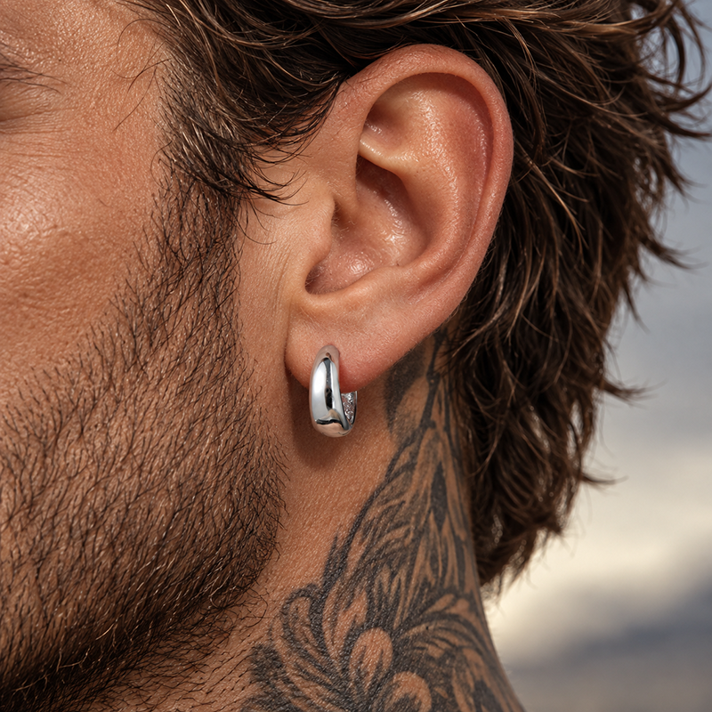 Simple Thick Huggie Hoop Earrings for Men Women