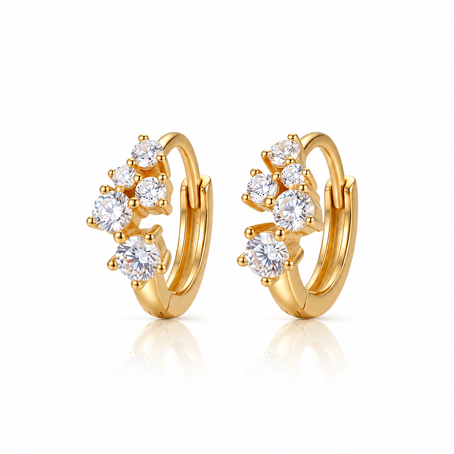 S925 Sterling Silver Starlight Cascade Huggie Earrings