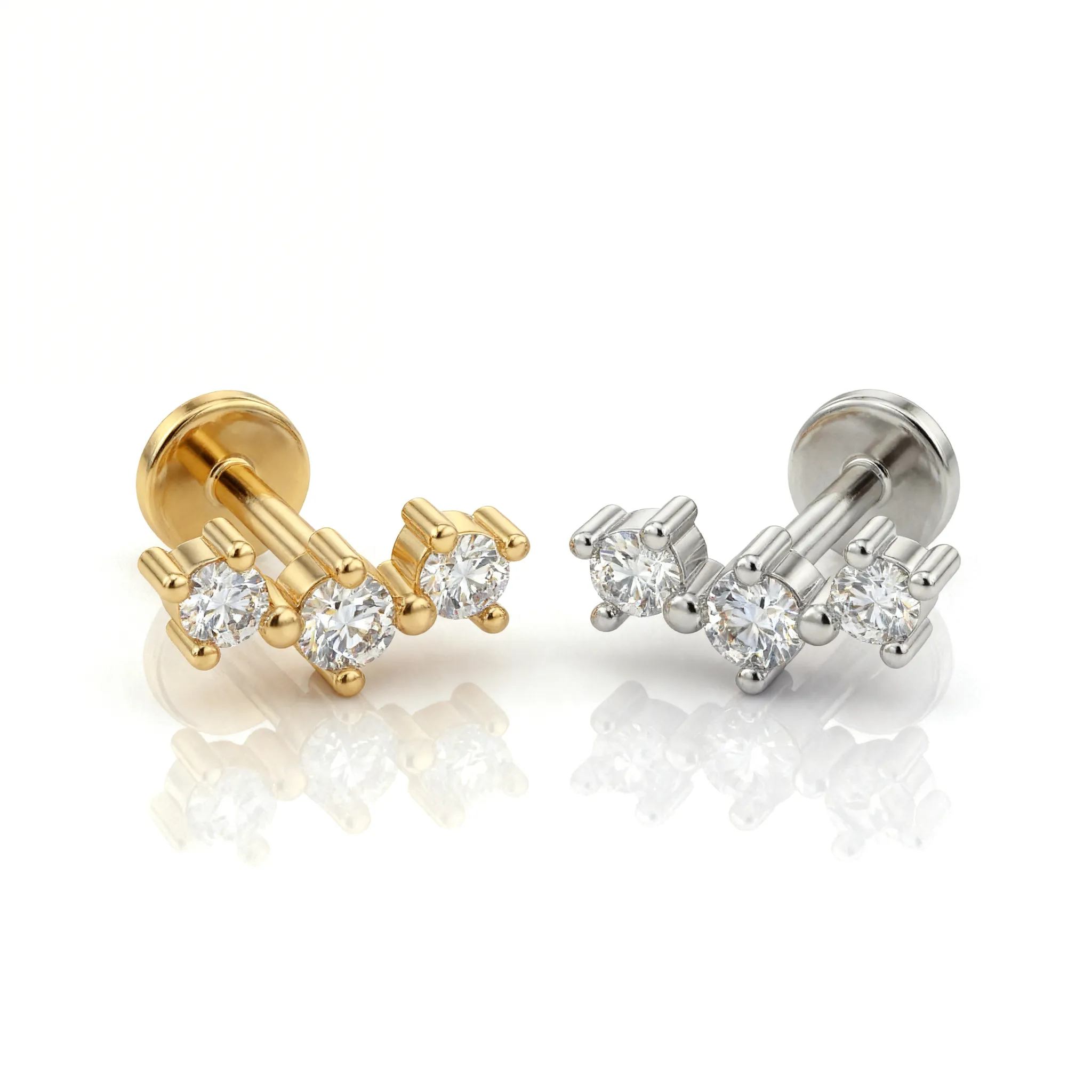 Triple Spark Stud Earrings