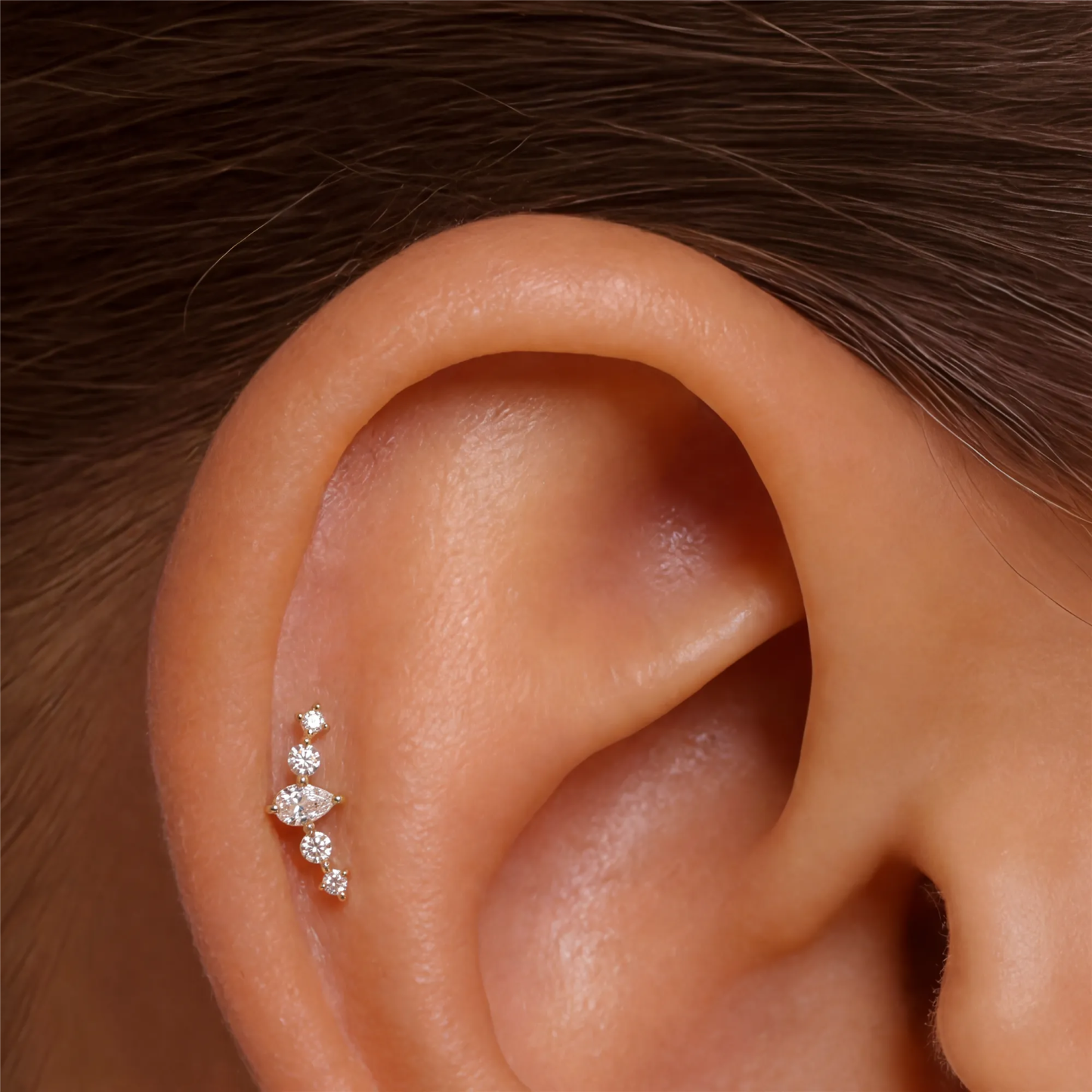 Half-Moon Earrings and Lip Stud