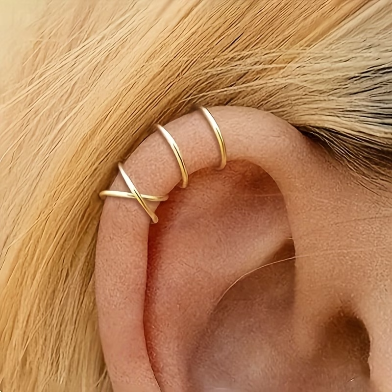 Double-Layer Cross Ear Cuff (Pair)