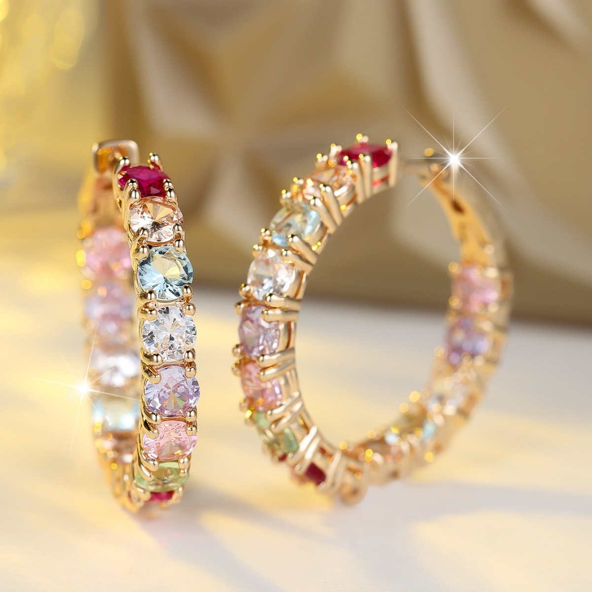 Support Breast Cancer Awareness | Multi-Coloured Crystals Hope Earrings 