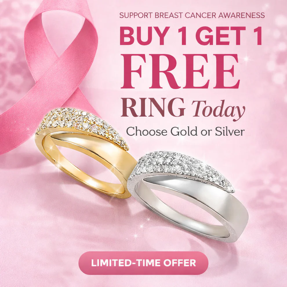 Support Breast Cancer Awareness | Hopeful Heart Curve Ring | Buy 1 Get 1 Free Today