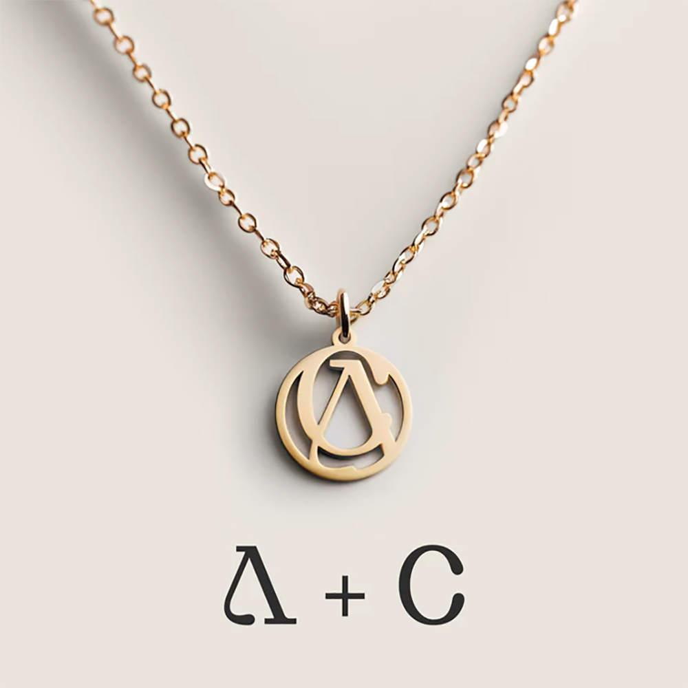 Bespoke Interwined Initials Necklace | Free 1 Birthstone