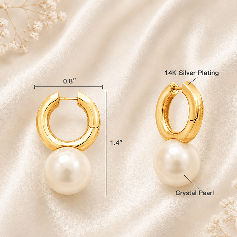 Support Breast Cancer Awareness | Golden Arc Pearl Earrings  |  Buy 1 Pair Get 1 Pair FREE Today