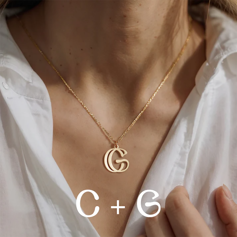 Bespoke Interwined Initials Necklace | Free 1 Birthstone