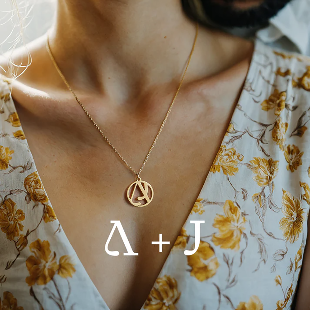 Bespoke Interwined Initials Necklace | Free 1 Birthstone