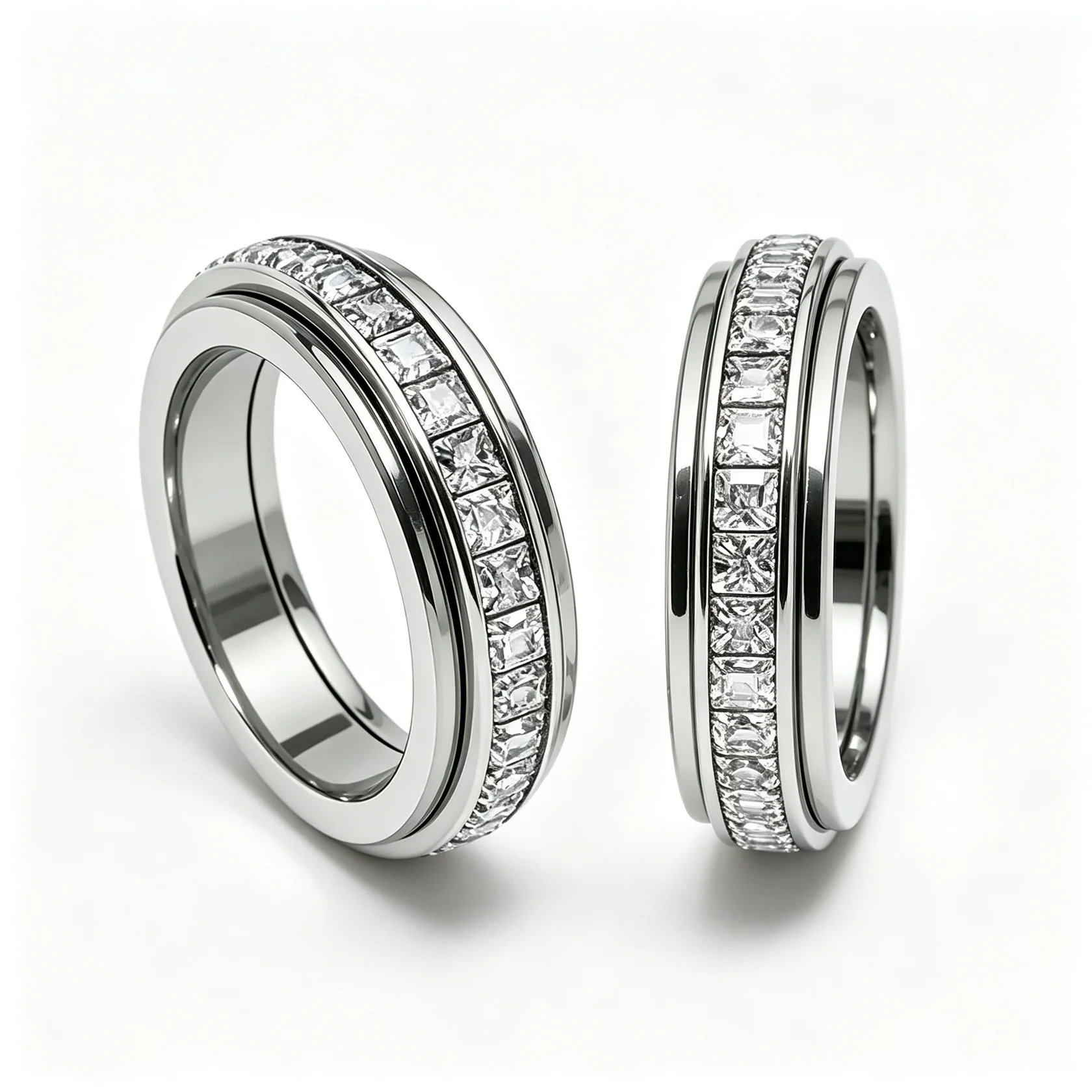 Titanium Steel Spinner Fidget Ring for Men Women