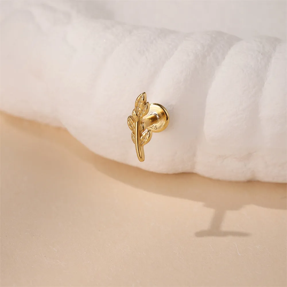Golden Olive Leaf Stud