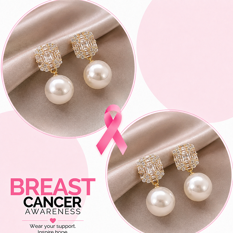 Support Breast Cancer Awareness | Hope Glow Pearl Earrings |  Buy 1 Pair Get 1 Pair FREE Today