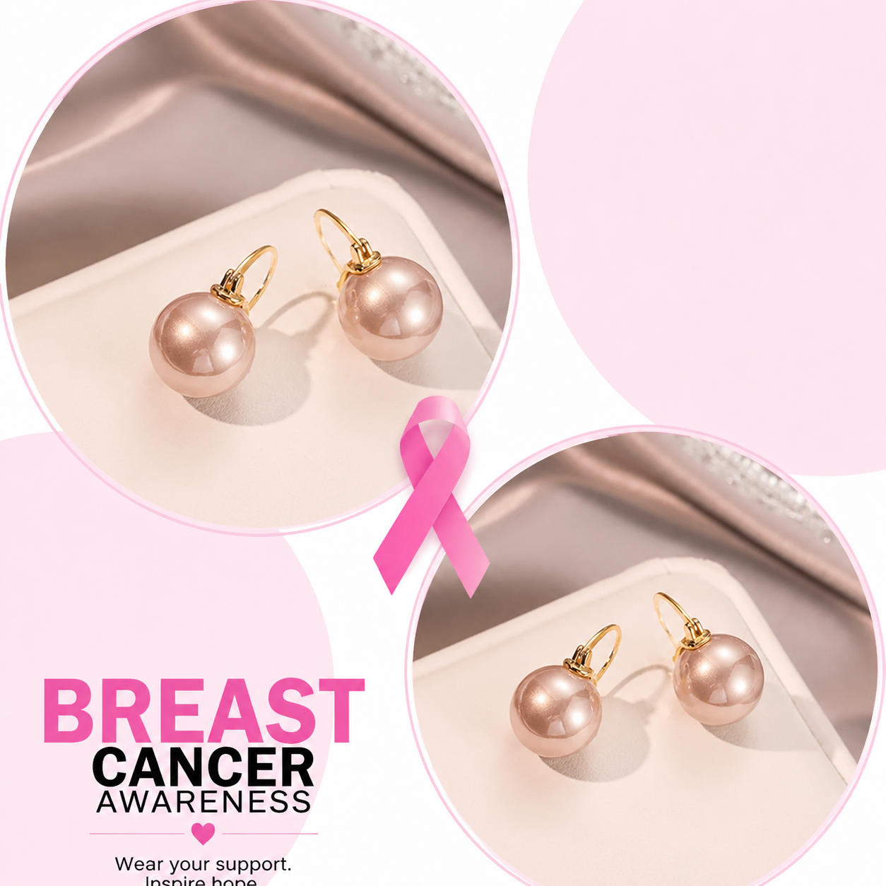 Support Breast Cancer Awareness | Blooming Pearl Basket Earrings |  Buy 1 Pair Get 1 Pair FREE Today
