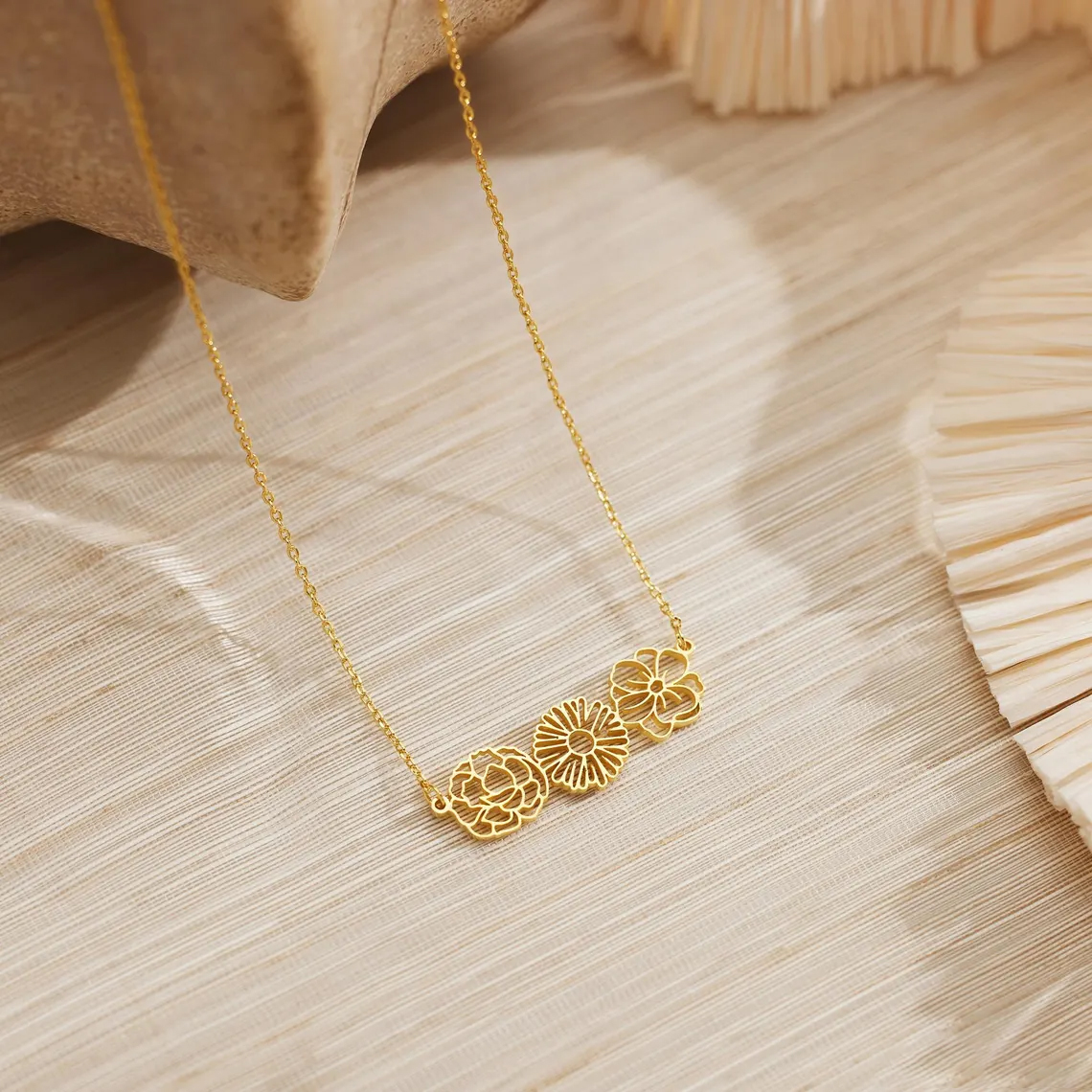 Personalized birthday flower necklace