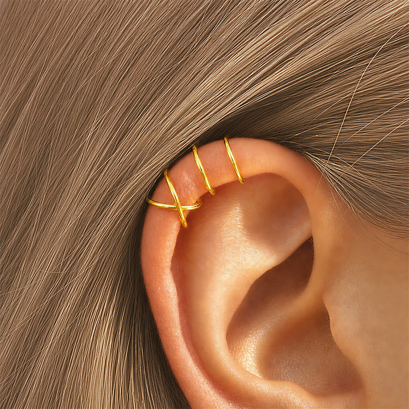 S925 Infinity Cross Ear Cuff Set